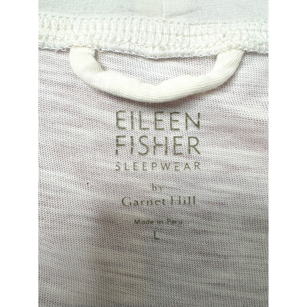 EILEEN FISHER Womens Cream Organic Pima Cotton Robe L Slub Knit Quiet Luxury Spa - Picture 4 of 12